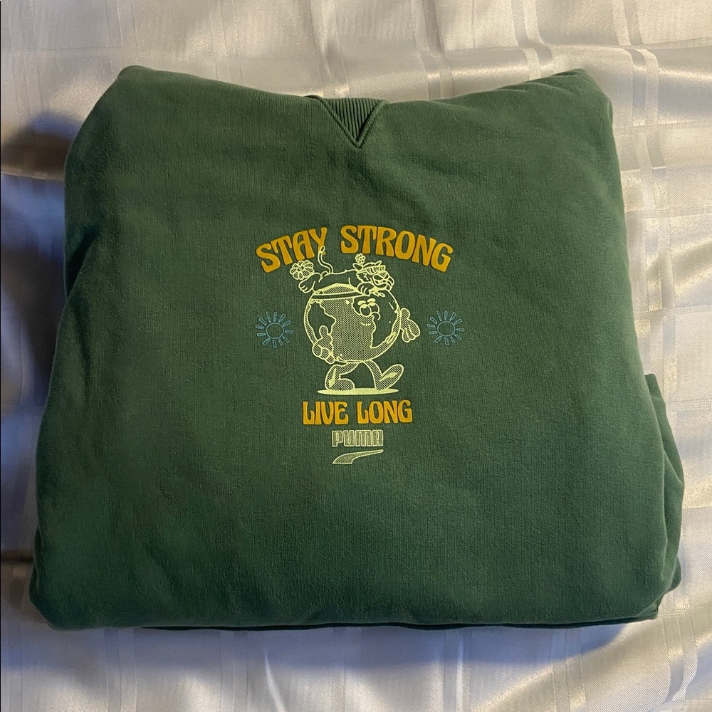 Puma Forest Green “Sty Strong Live Long” Graphic Hoodie